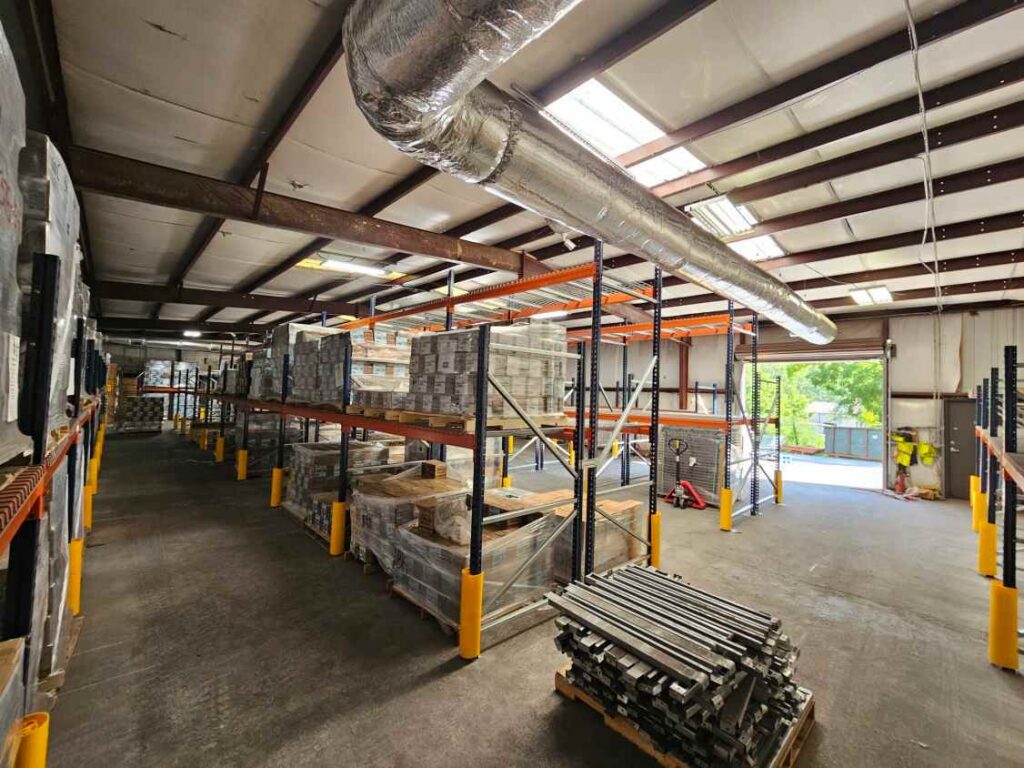 Warehouse with stocked shelves