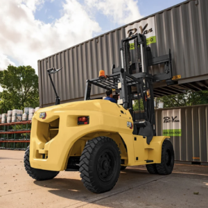 caterpillar electric forklift used in a seattle port operation